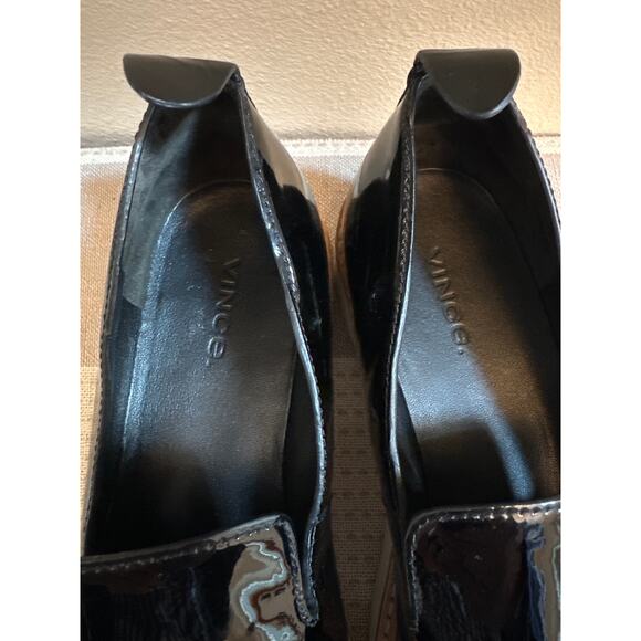 Vince Sanders Black Patent Leather Platform Slip-on Loafers Size 5.5 EUR 35.5 - Picture 5 of 7